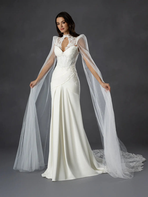Strapless Sweetheart Mermaid Bridal Gown with Corset Bodice and Lace Cutouts