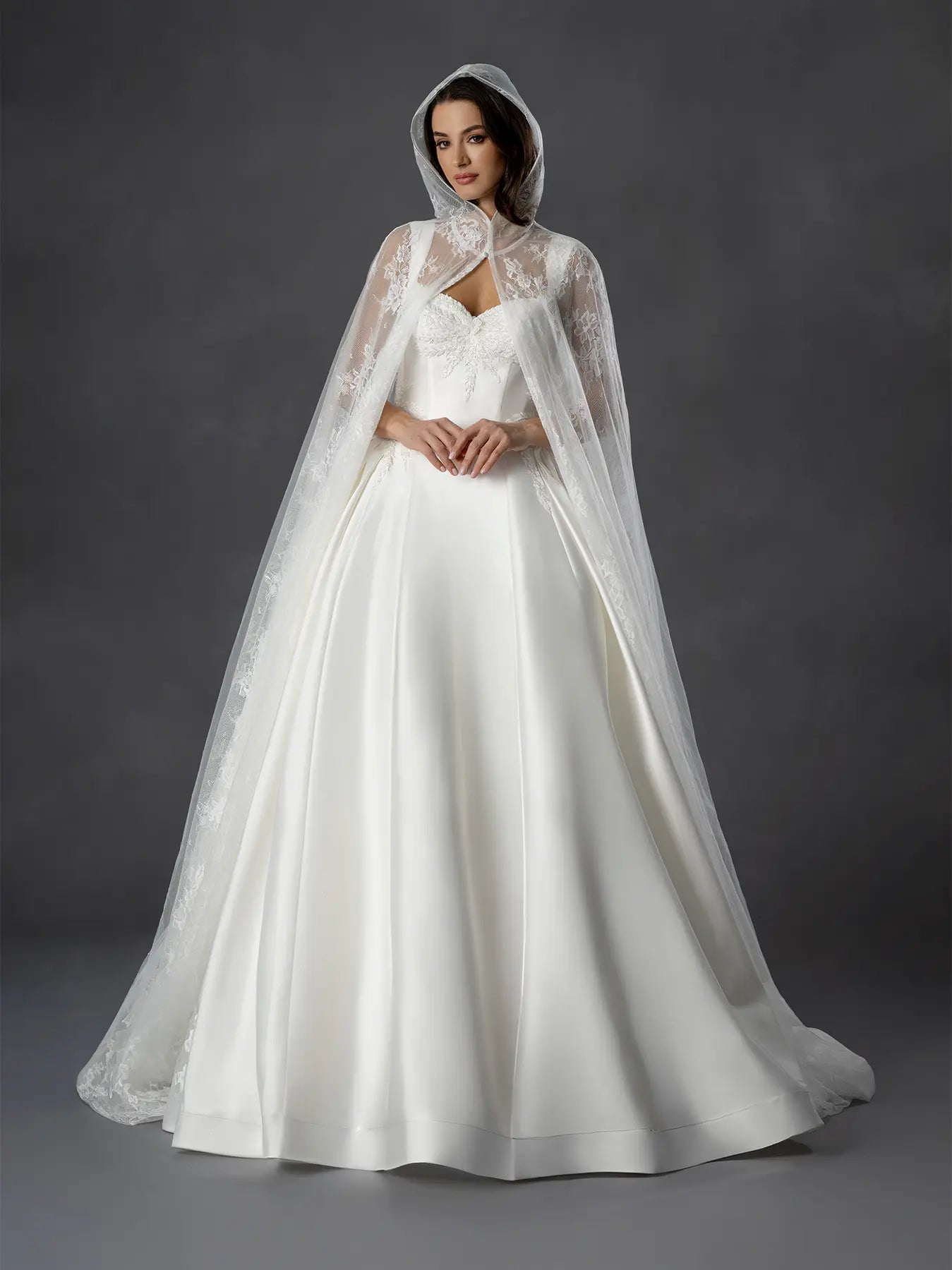 Off White Sweetheart Floor-Length Mikado Wedding Dress Ball Gown