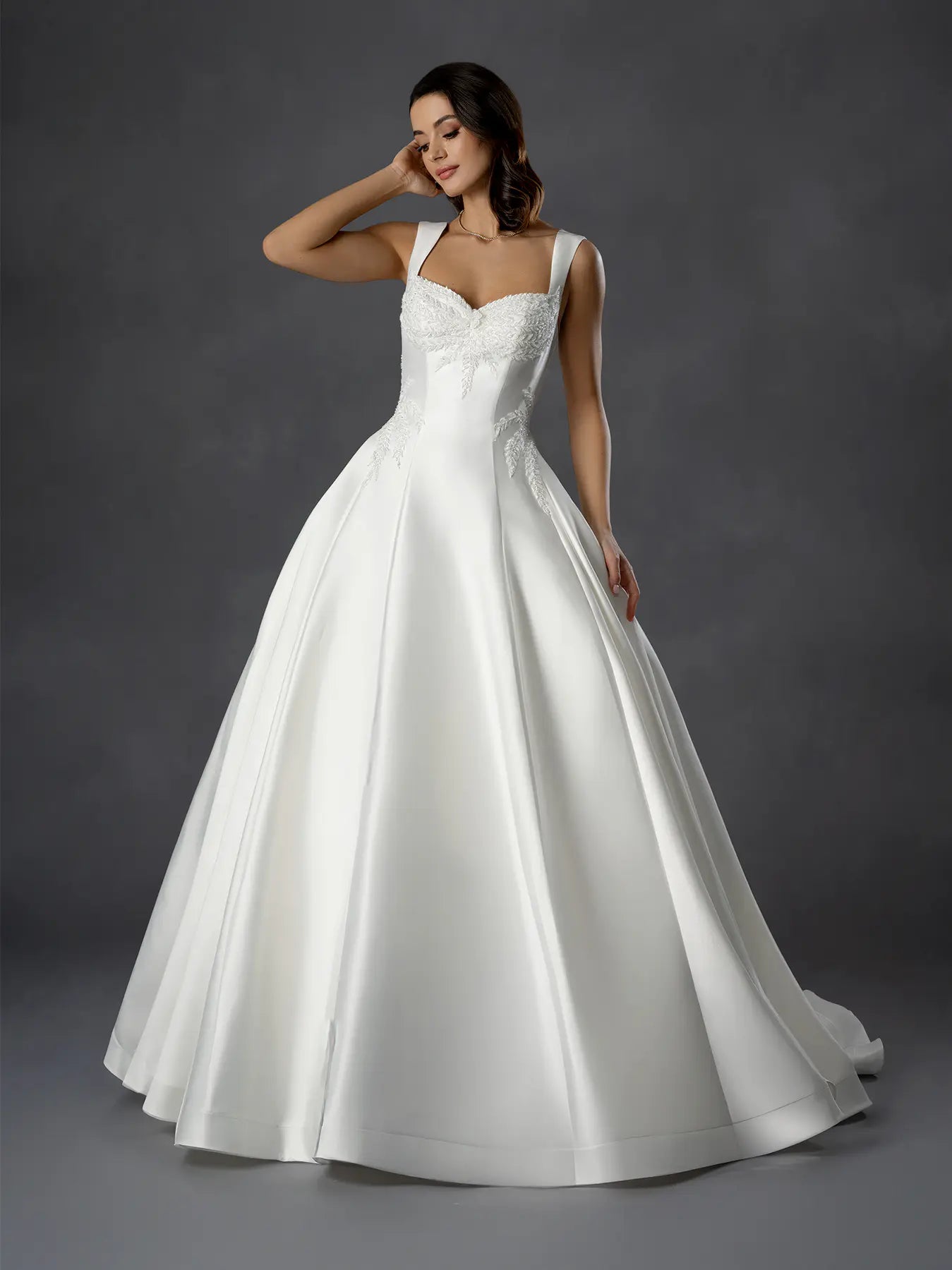 Off White Sweetheart Floor-Length Mikado Wedding Dress Ball Gown