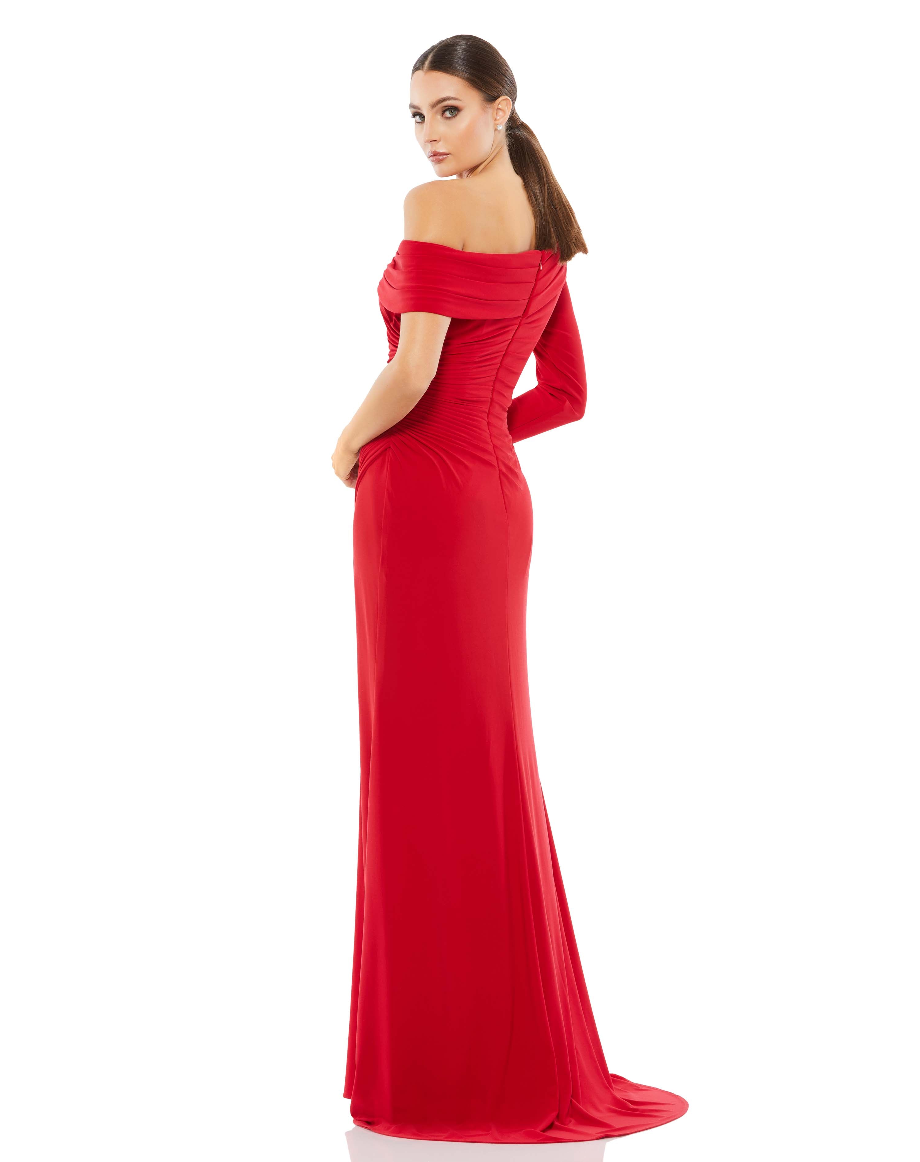 Mac Duggal Long One Shoulder Fitted Prom Gown 26570 - The Dress Outlet