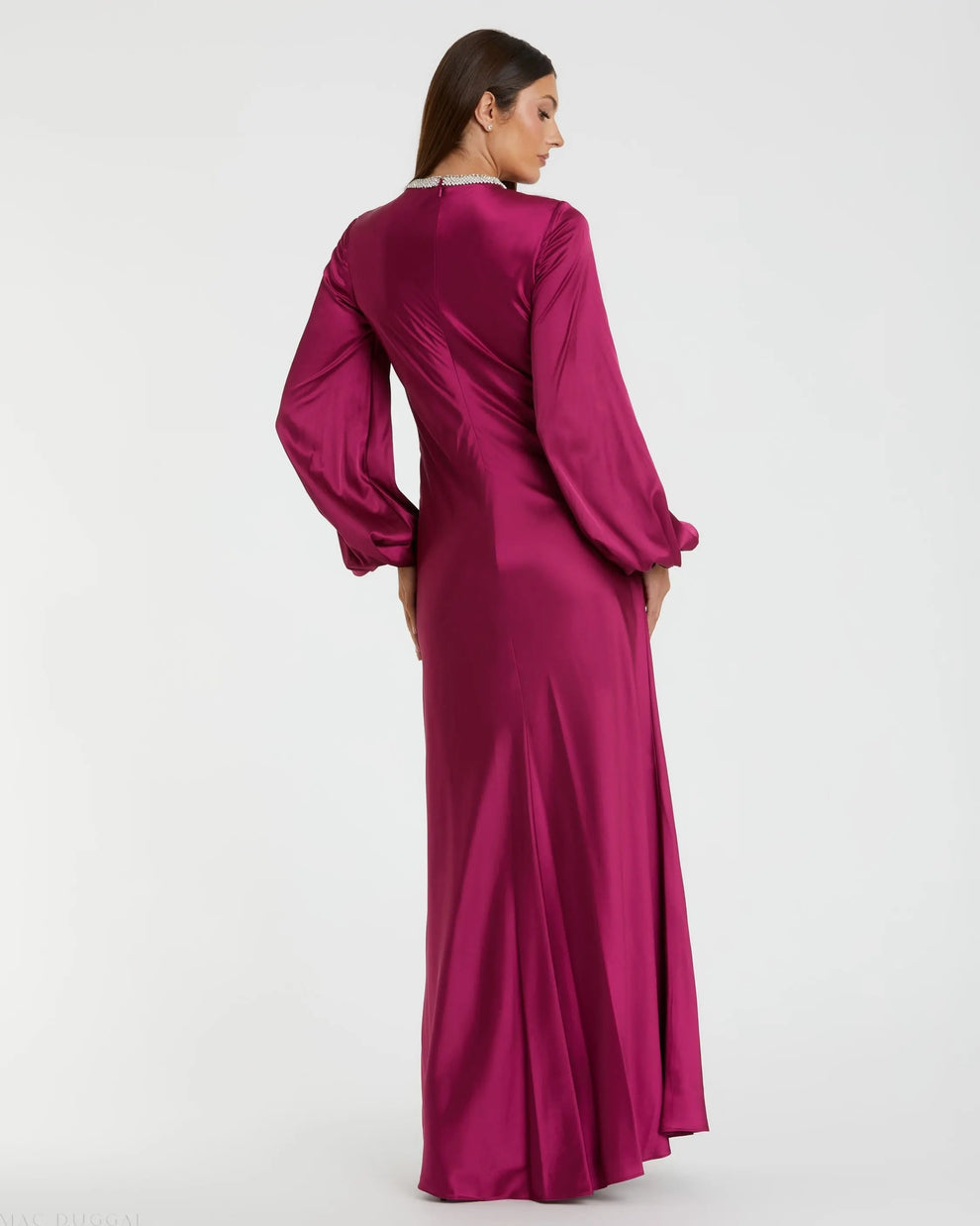 Crew/High-Neck Floor-Length Satin Formal Sheath Mac Duggal 9926575P