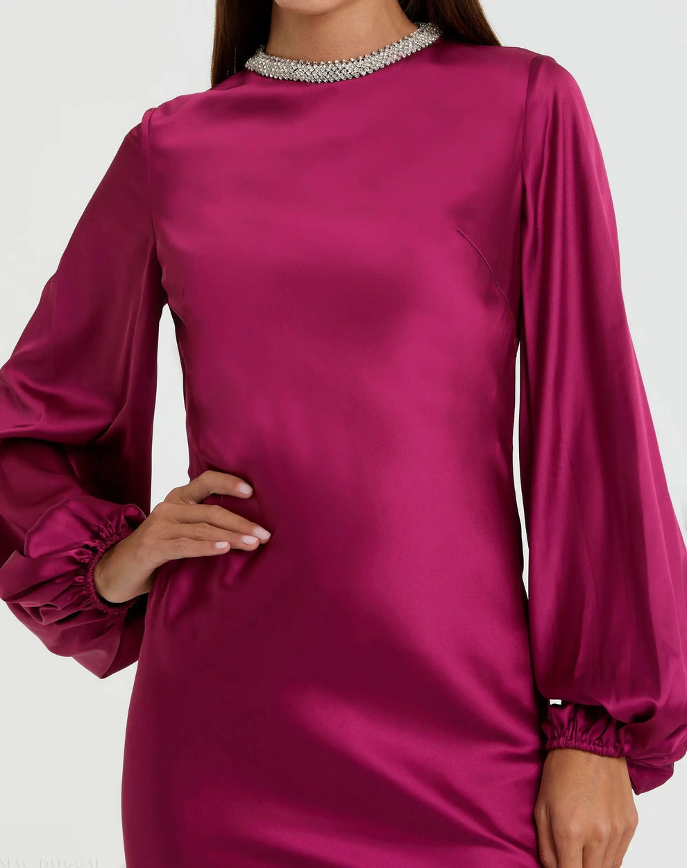 Crew/High-Neck Floor-Length Satin Formal Sheath Mac Duggal 9926575P