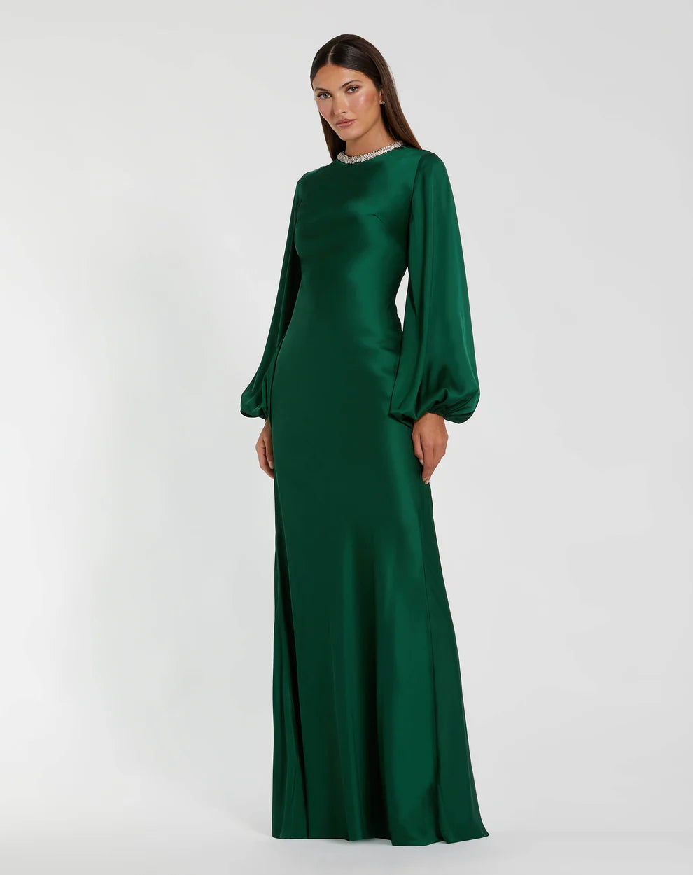 Crew High-Neck Floor-Length Satin Formal Sheath Mac Duggal 9926575P