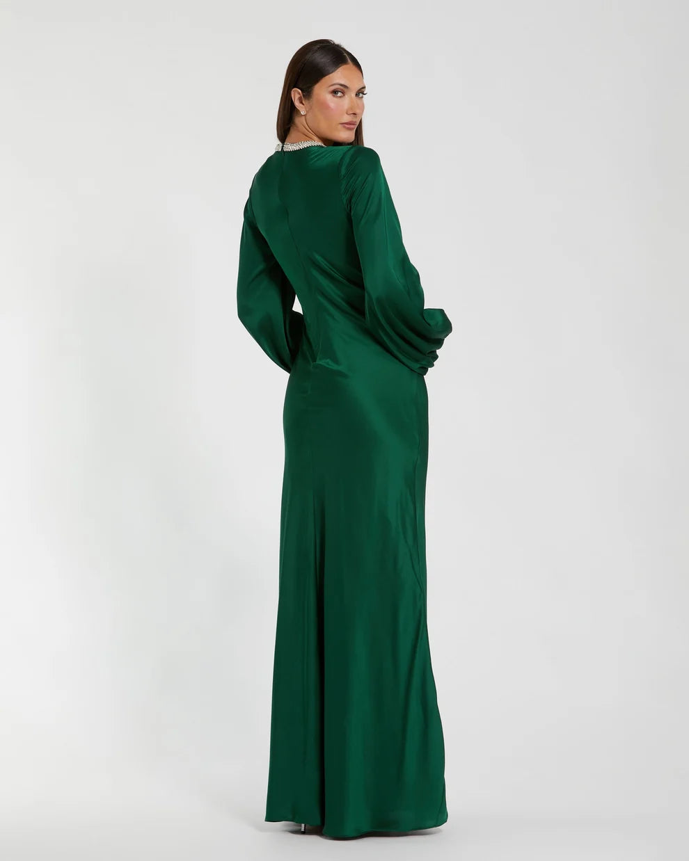 Crew High-Neck Floor-Length Satin Formal Sheath Mac Duggal 9926575P