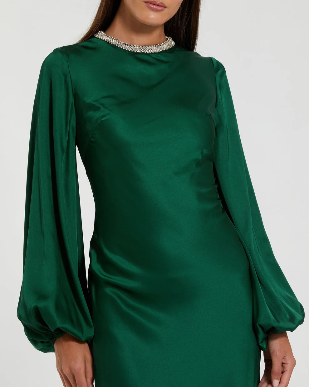 Crew High-Neck Floor-Length Satin Formal Sheath Mac Duggal 9926575P