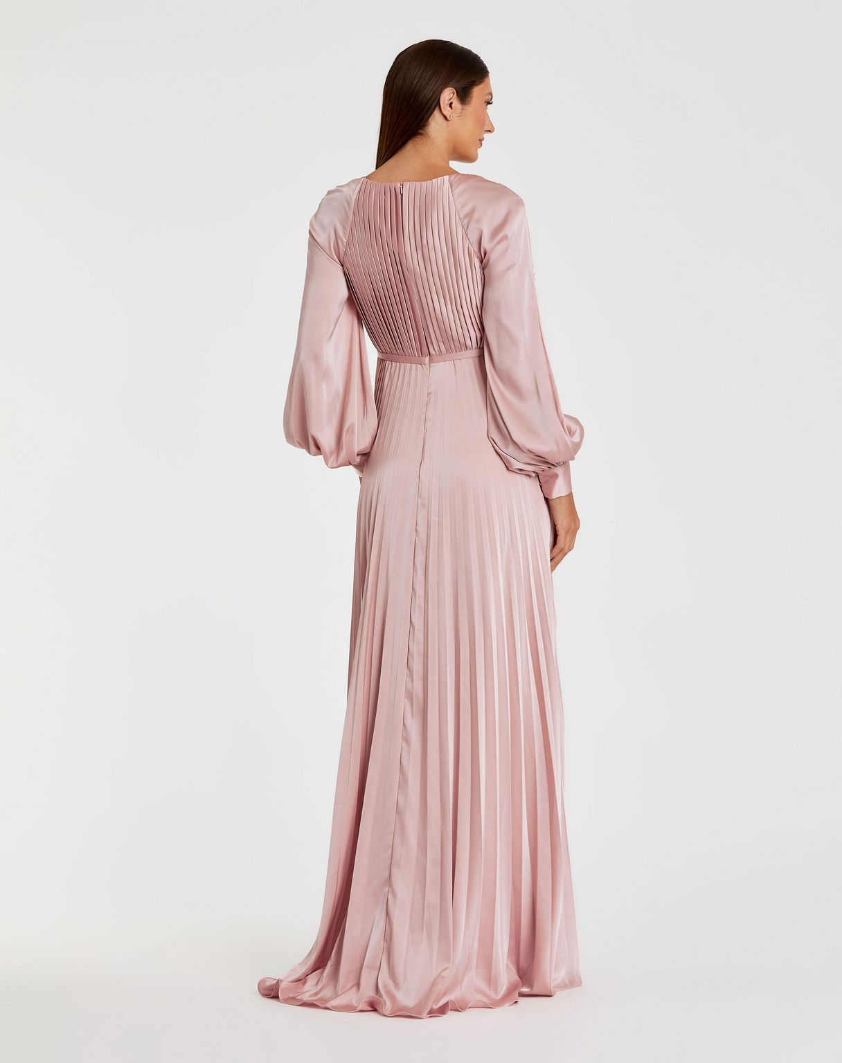 Formal Dresses Long Sleeve Formal Pleated Dress Blush