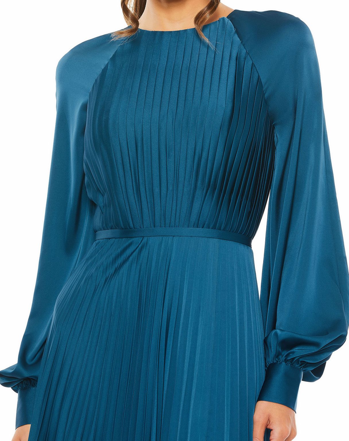 Formal Dresses Long Sleeve Formal Pleated Dress Peacock