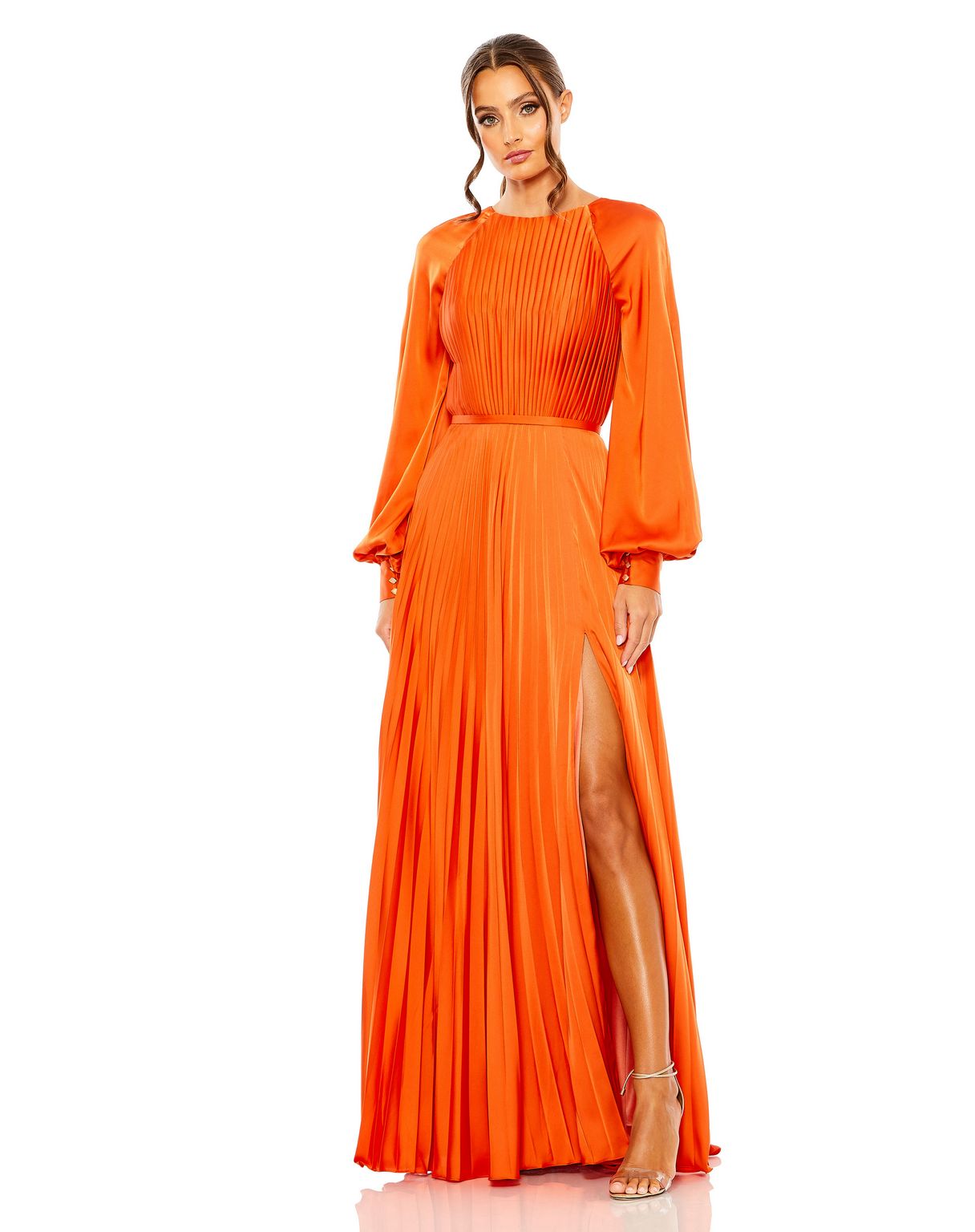 Formal Dresses Long Sleeve Formal Pleated Dress Sunset
