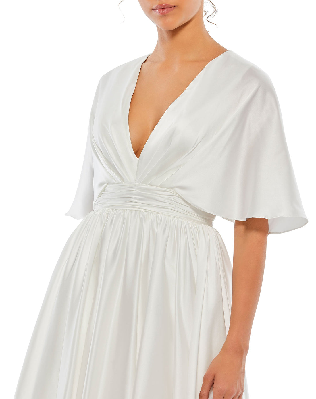 Berry Mac Duggal 26605 Short Cape Sleeve Satin Dress for $198.0 – The ...