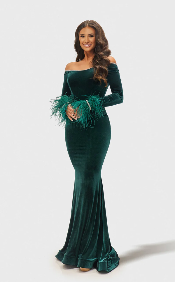 Jessica Angel 2668 Long Mermaid Formal Velvet Evening Dress