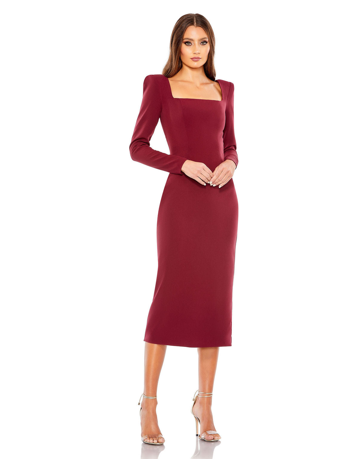 Mac Duggal 26710 Fitted Long Sleeve Formal Midi Dress