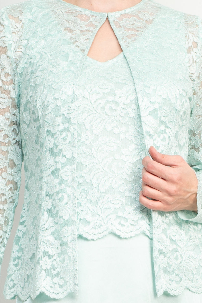 Marina 267234 Long Formal Mother of the Bride Lace Jacket Dress