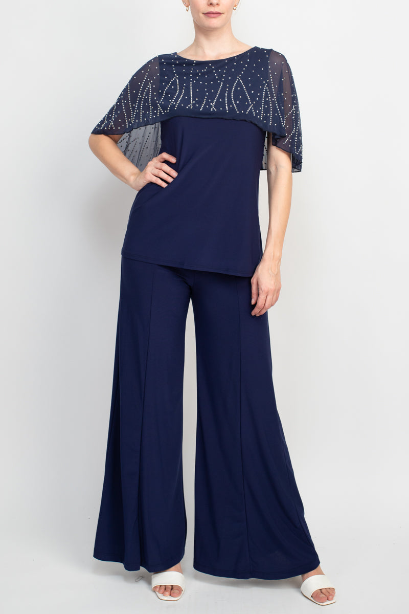 Pant Suit Long Two Piece Mother of the Bride Pant Set Formal NAVY