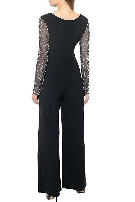 Marina 267746 Beaded Long Sleeve Formal Jumpsuit