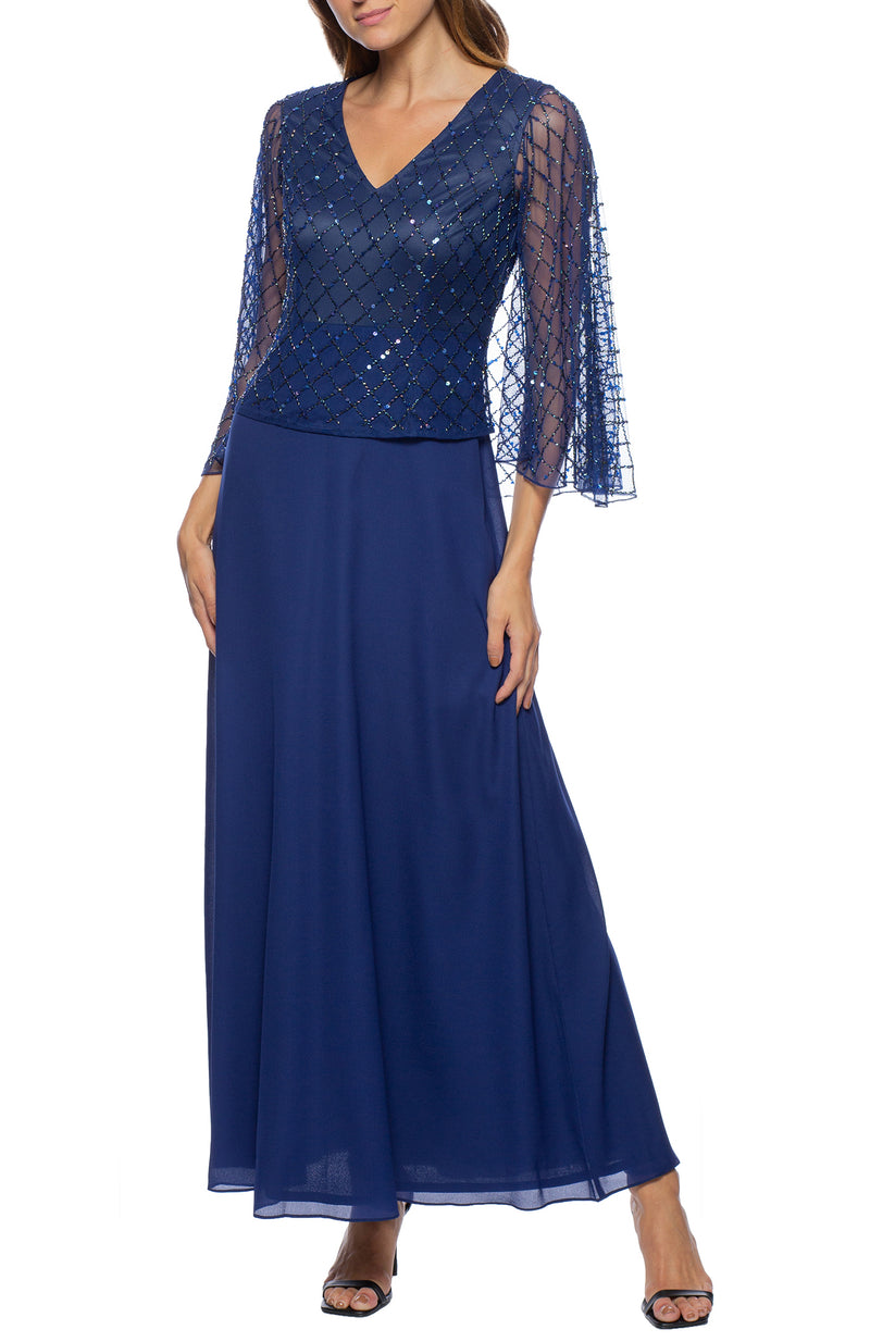 Mother of the Bride Dresses Long Beaded Mother of the Bride Dress NAVY