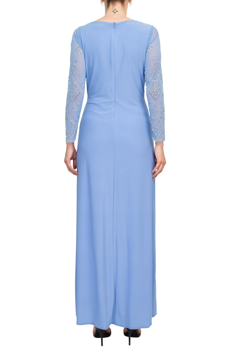 Marina 267919 Long Sleeve Formal Beaded Jumpsuit