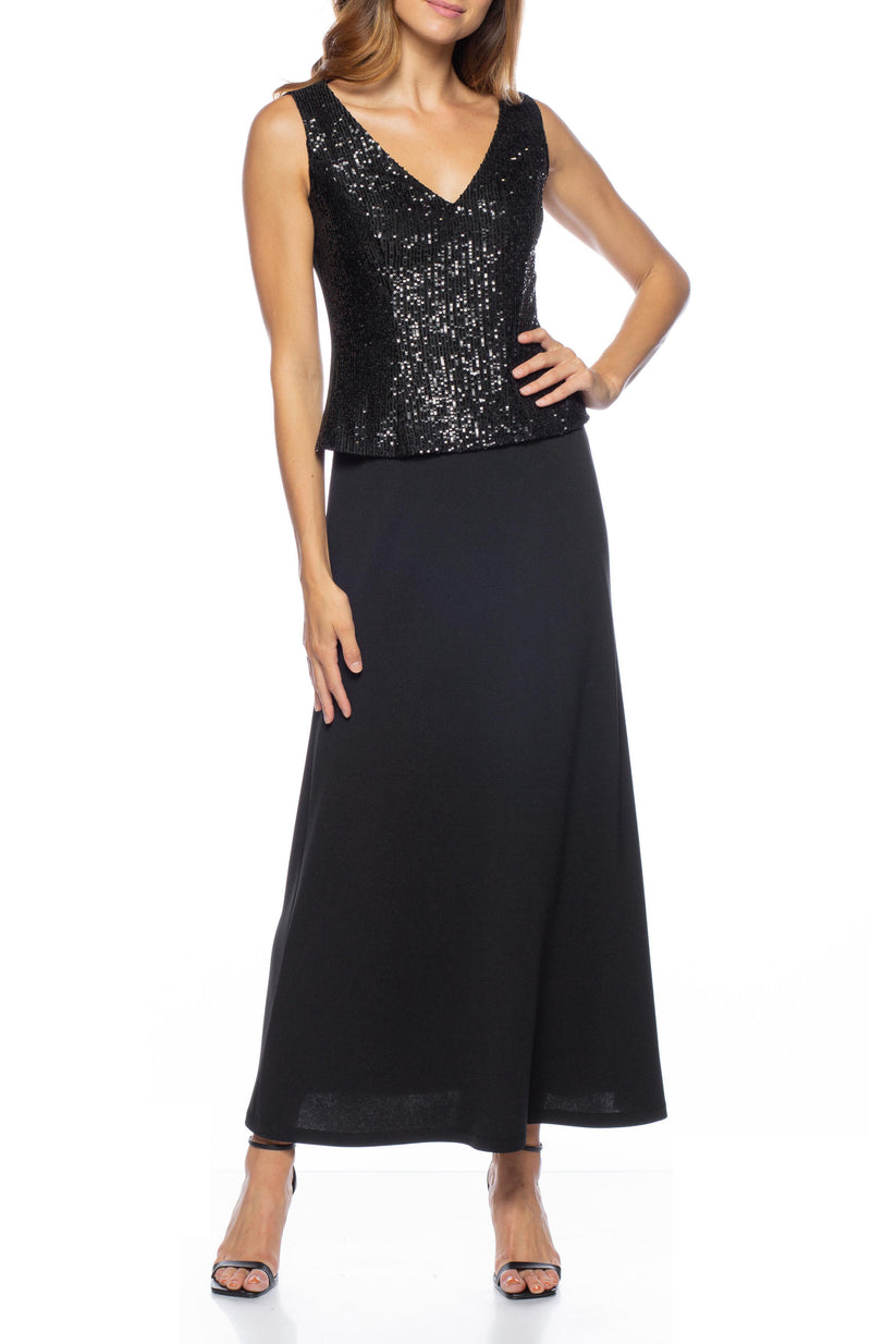 Marina 267988 Sequin Long Mother of the Bride Formal Jacket Dress
