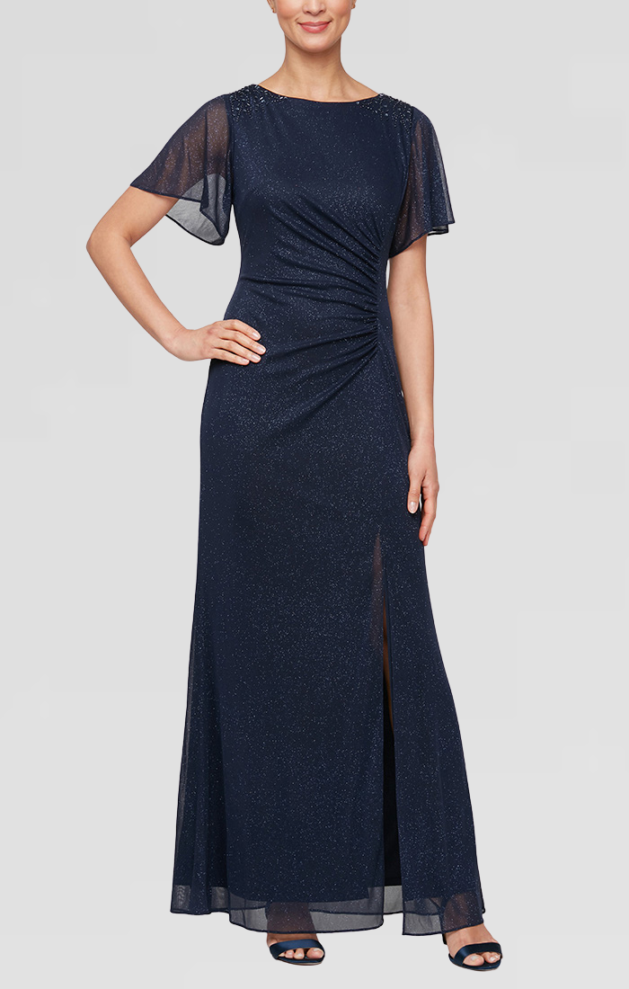Plus Size Dresses Long Plus Size Formal Glitter Evening Dress NAVY