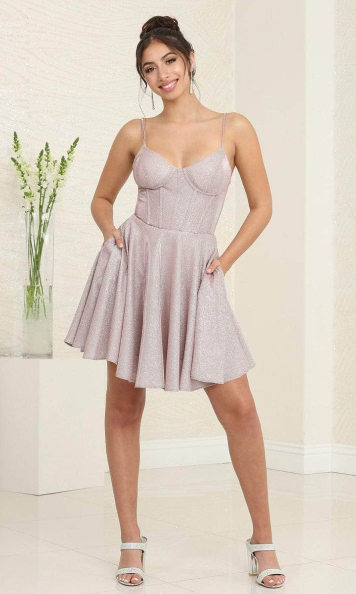 Sweetheart Mini/Short Satin Cocktail Fit & Flare May Queen 2096