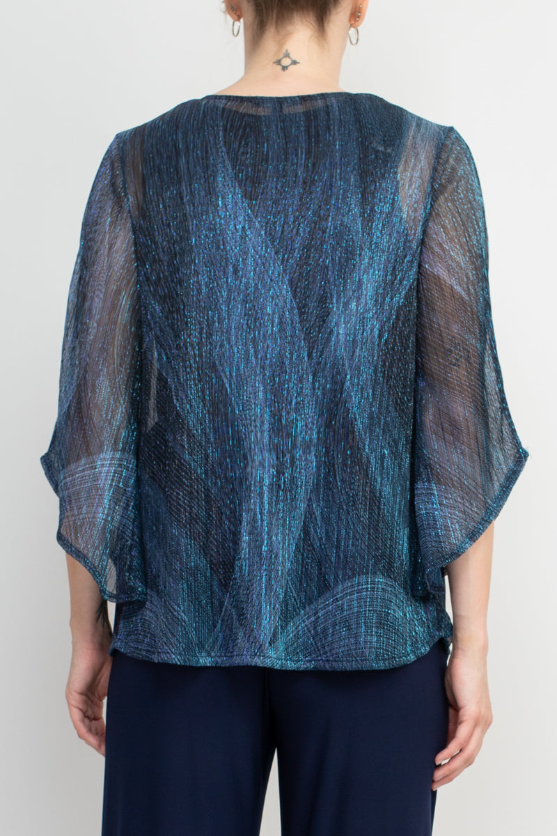 Marina 268126 Long Formal Metallic Jacket Pant Suit