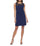 Cocktail Dresses Short Sleeveless Illusion Crew Neck Dress Navy