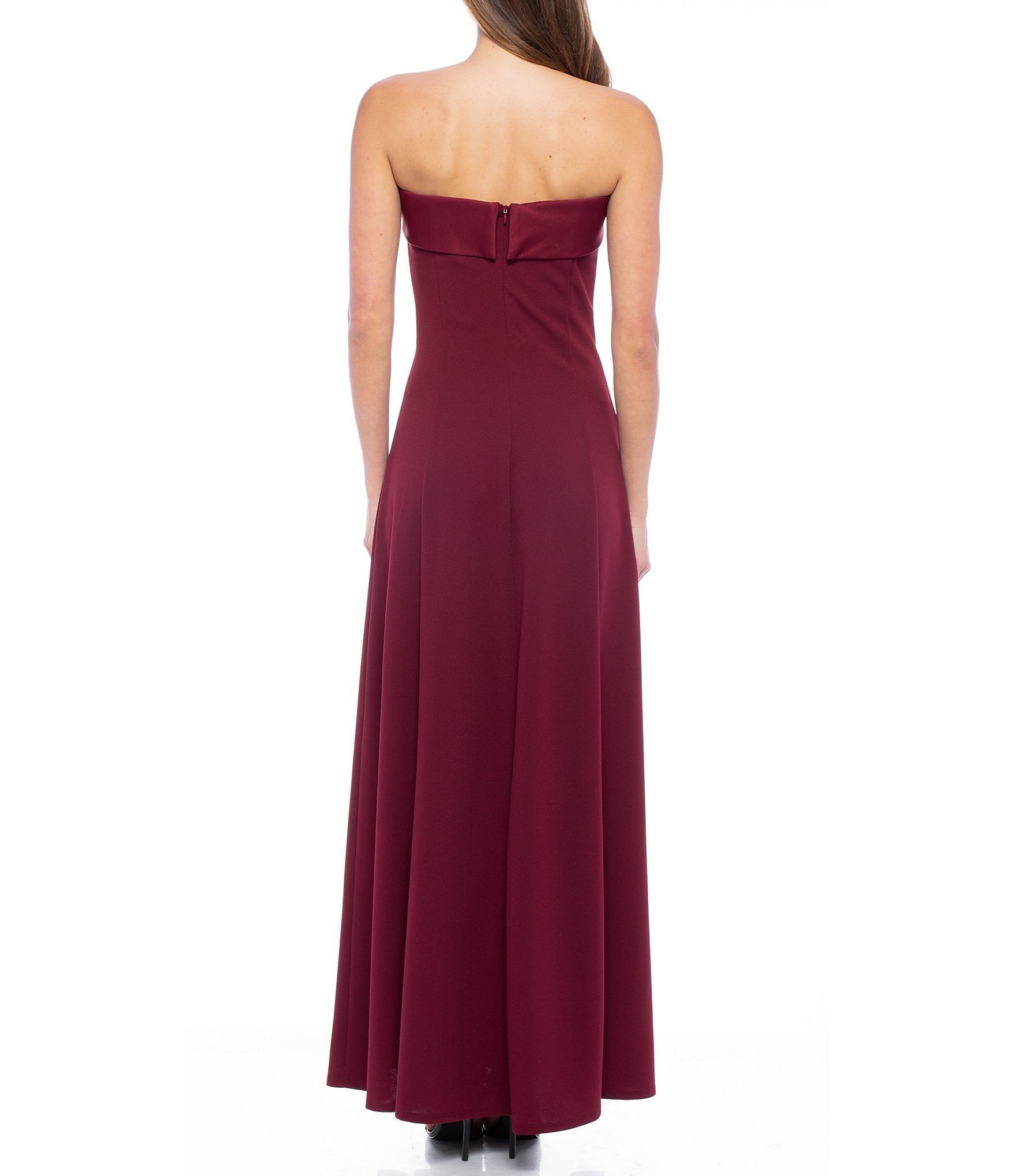 Marina  Long Strapless Crepe Dress