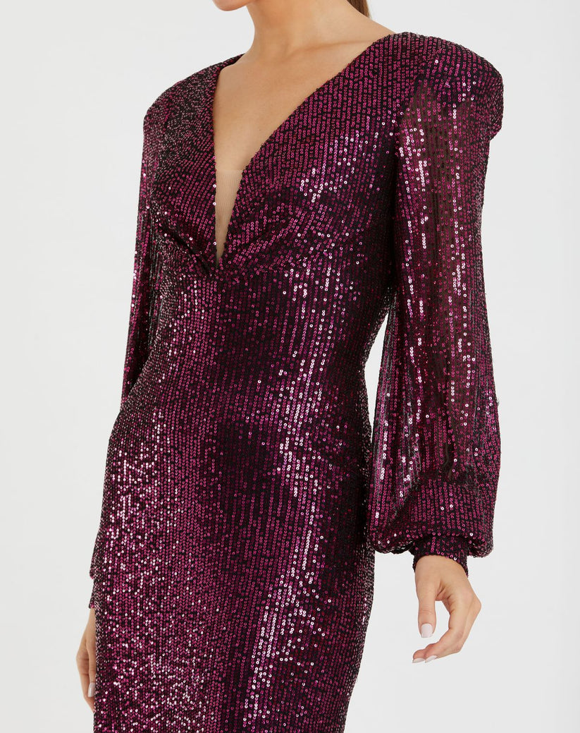 Mac Duggal 26866 Long Sleeve Fitted Short Dress