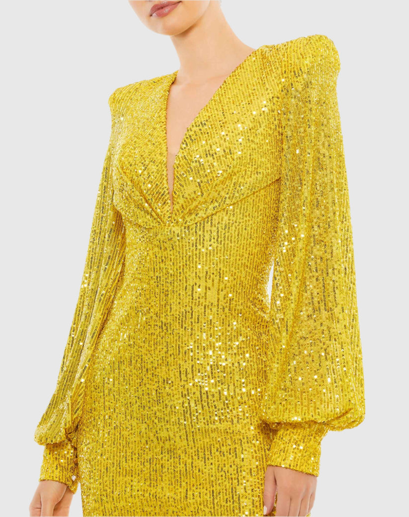 Mac Duggal 26866 Long Sleeve Fitted Short Dress