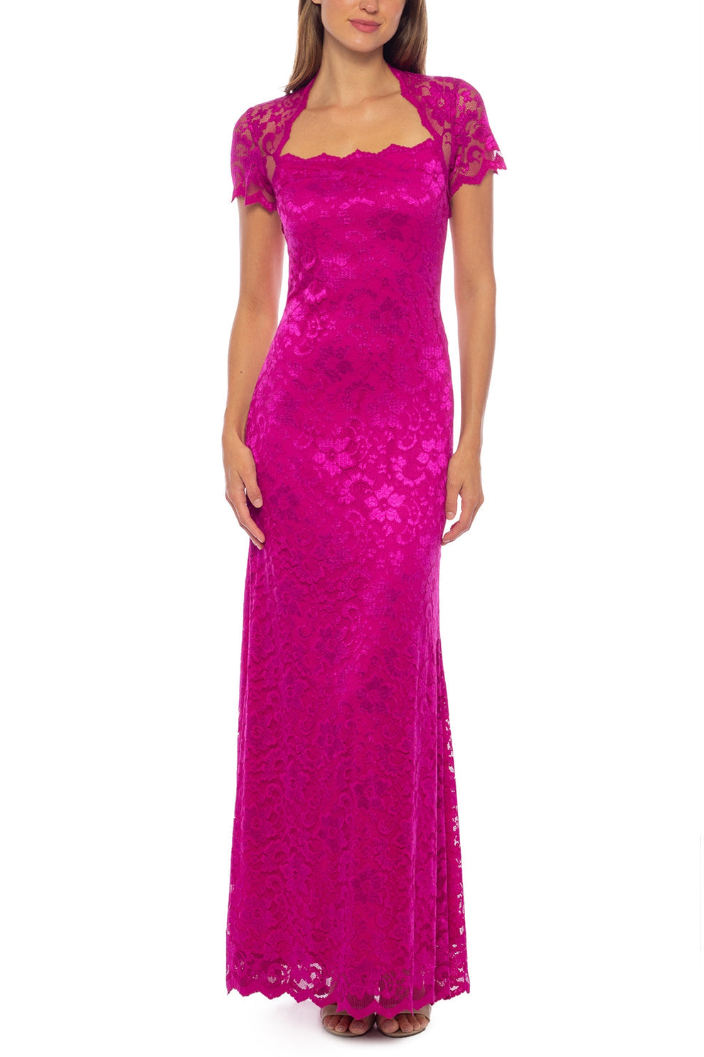 Marina 268726 A Line Long Lace Formal Evening Dress