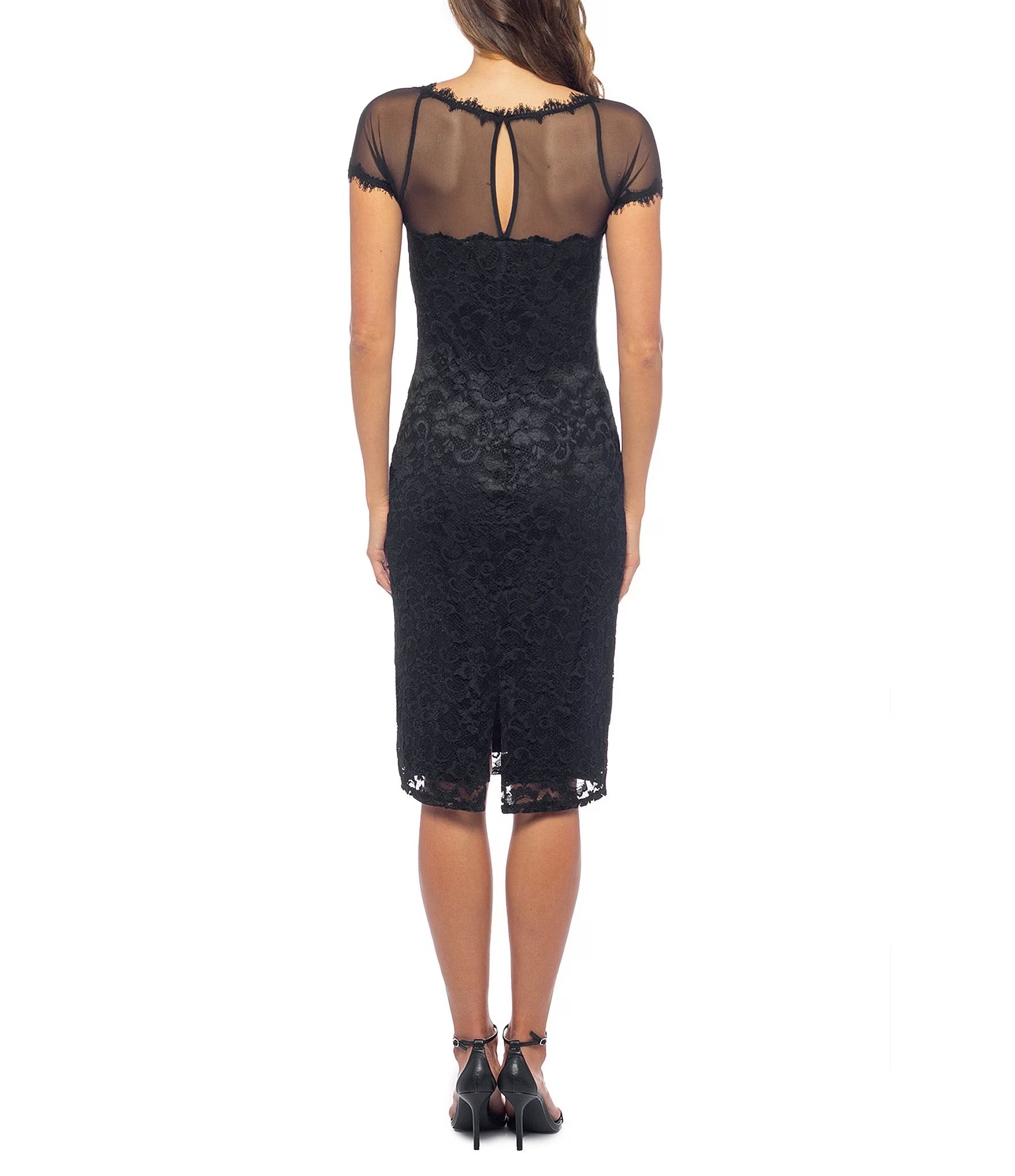 Marina 268757 Short Fitted Lace Knee Length Cocktail Dress
