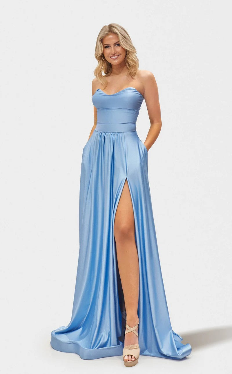 Jessica Angel 2688 Long Formal A Line Slit Pocket Prom Dress
