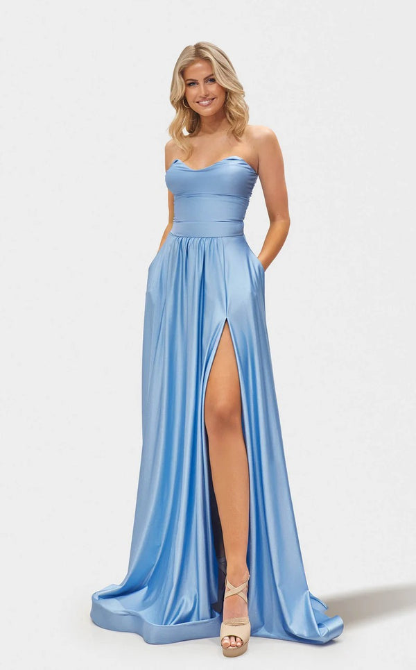 Jessica Angel 2688 Long Formal A Line Slit Pocket Prom Dress