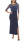Navy Dresses Ruffle Slit Tea Length Cocktail Dress Periwinkle Navy