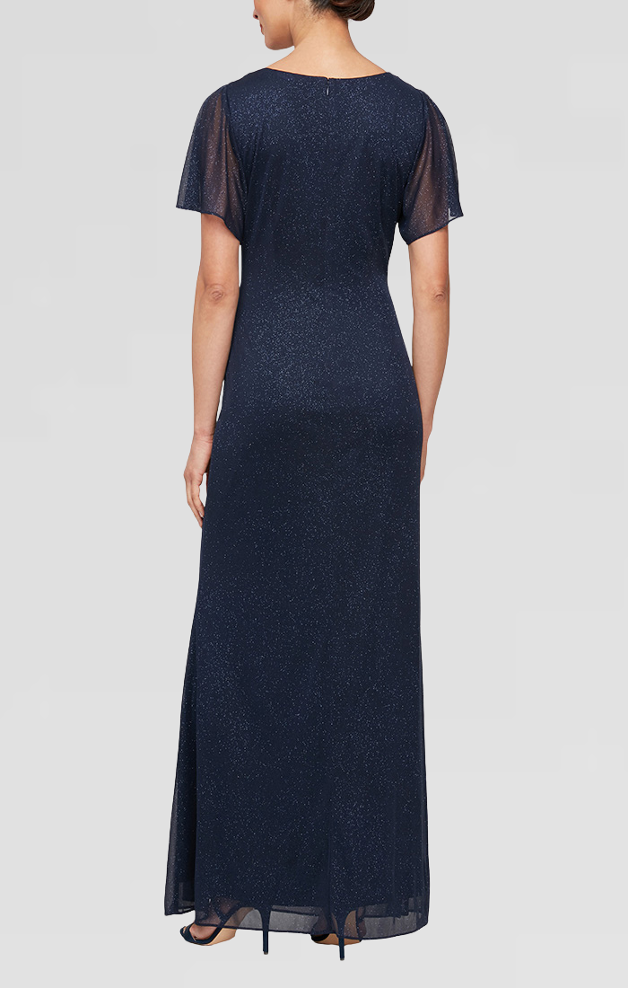Plus Size Dresses Long Plus Size Formal Glitter Evening Dress NAVY