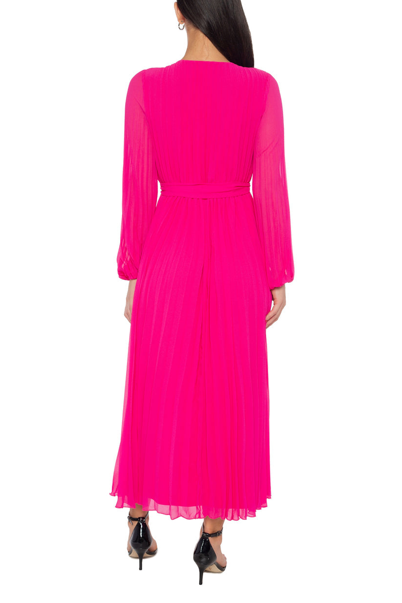 Formal Dresses Midi Length Pleated Formal Evening Dress Fuchsia