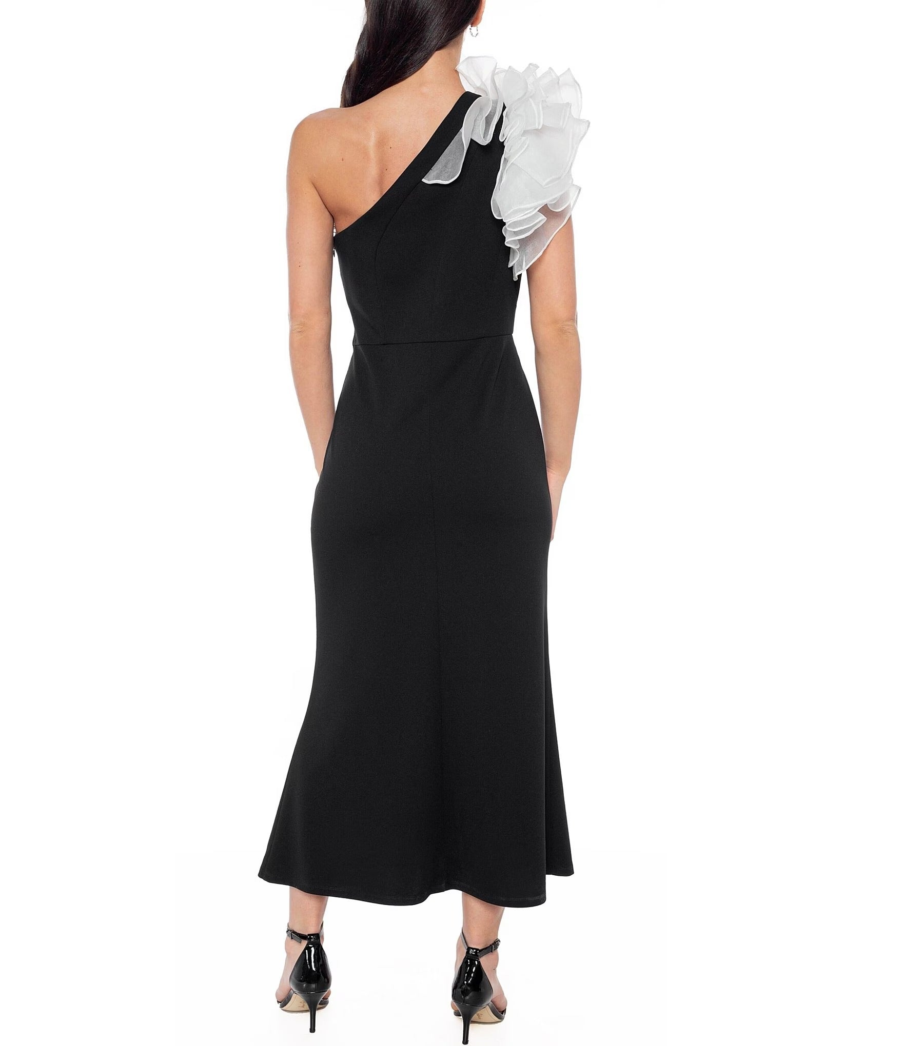 Marina 269193 Fitted Midi Length Ruffle Cocktail Dress