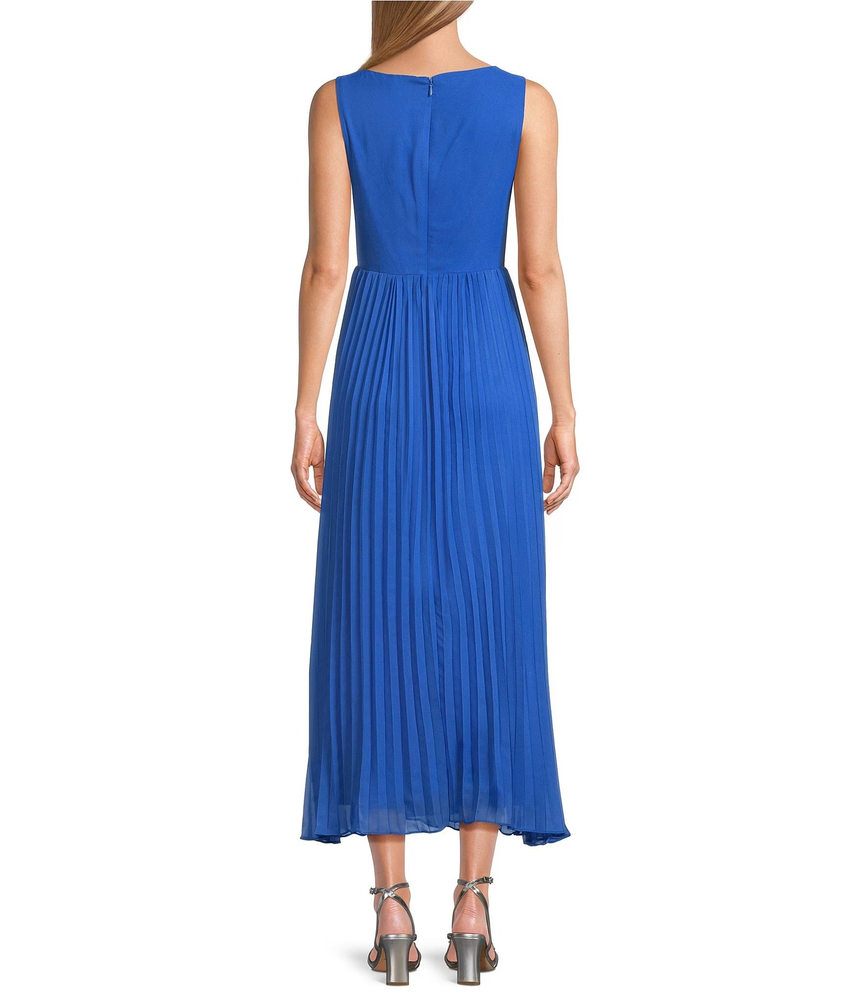 Marina 269229 Pleated A Line Midi Cocktail Dress