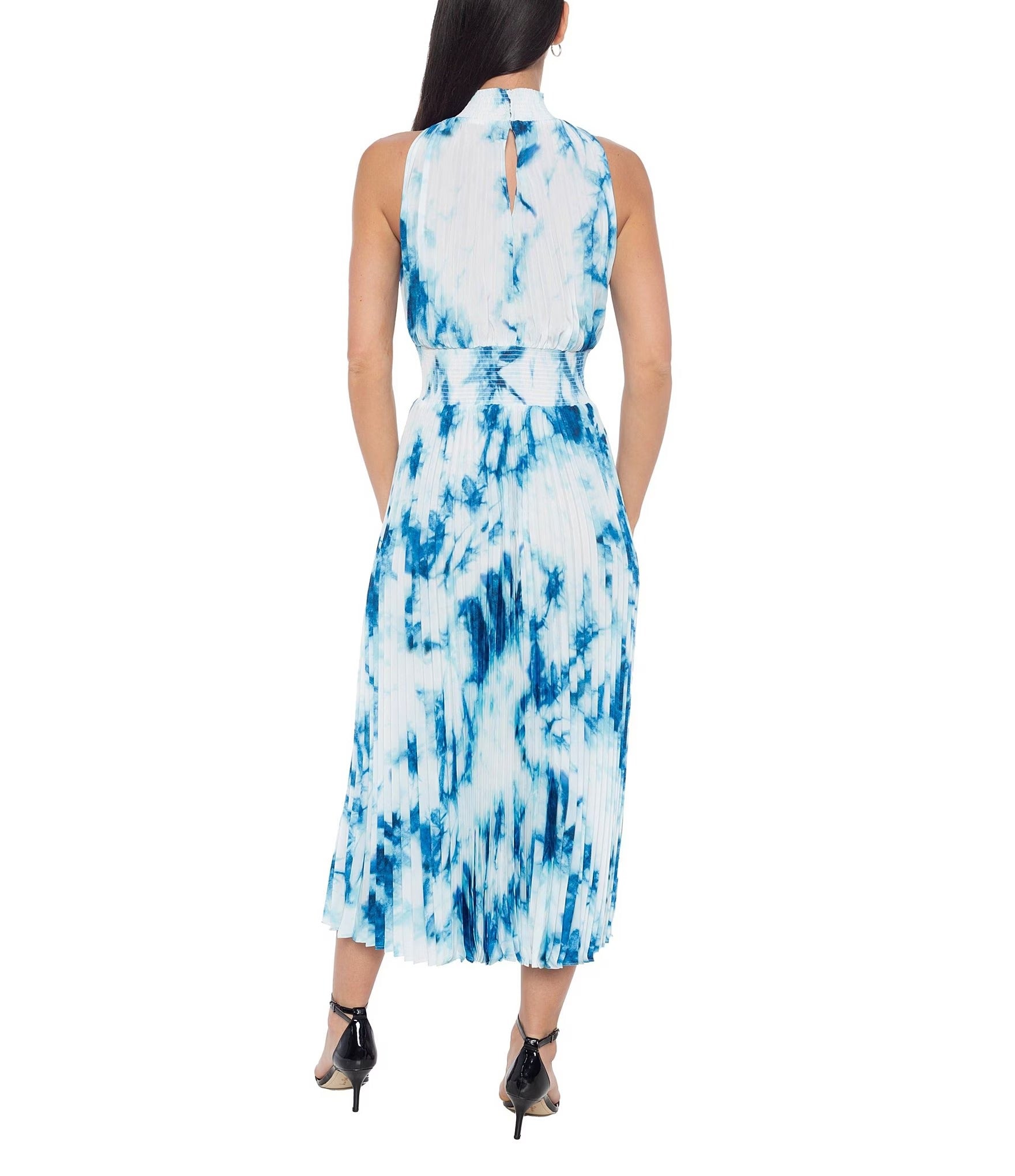 Marina 269288 Printed Short Pleated A Line Midi Cocktail Dress