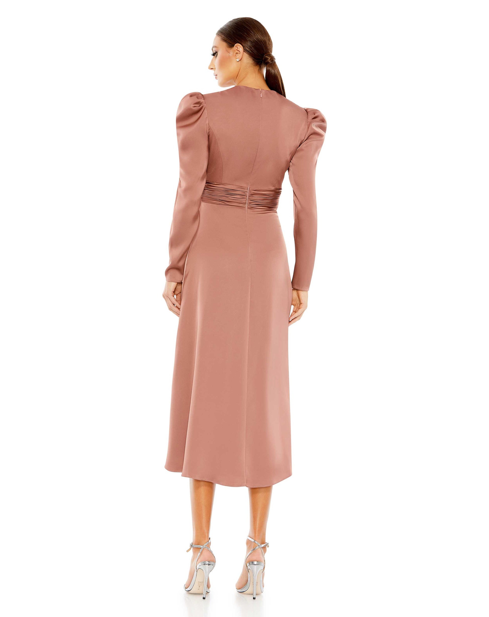 Mac Duggal 26936 Formal Long Sleeve Cocktail Midi Dress