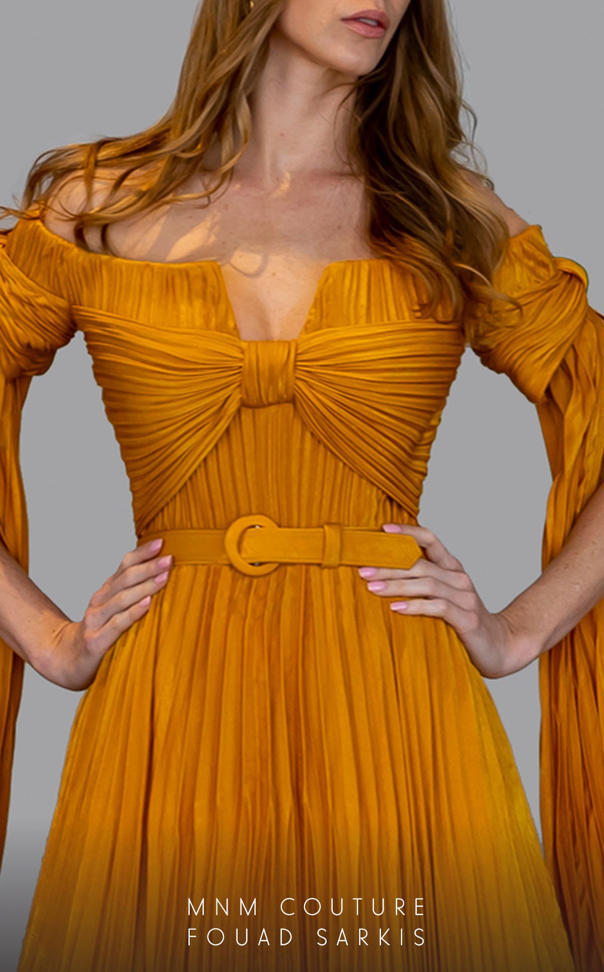 MNM Couture 2694 Pleated A Line Long Formal Evening Dress
