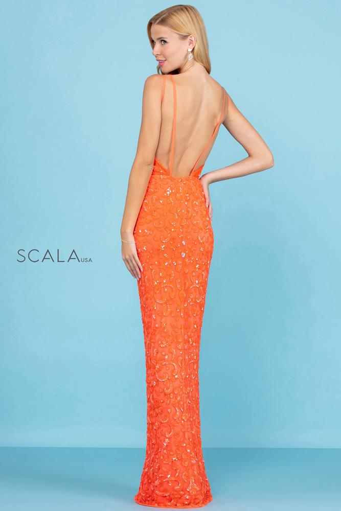 V-Neck Floor-Length Lace Formal Mermaid Scala 60261