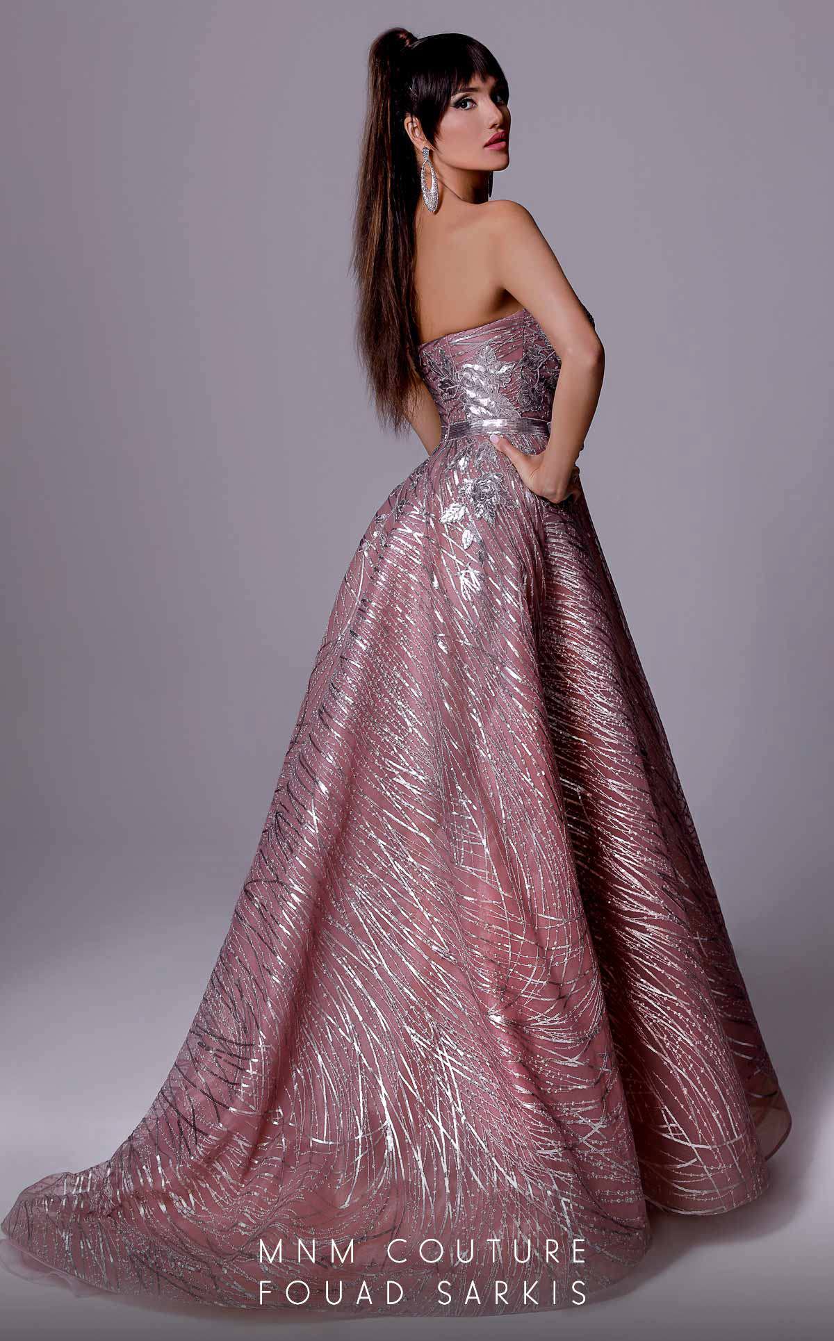 MNM Couture 2702 Long Formal Pleated Ball Gown Sequin Prom Dress