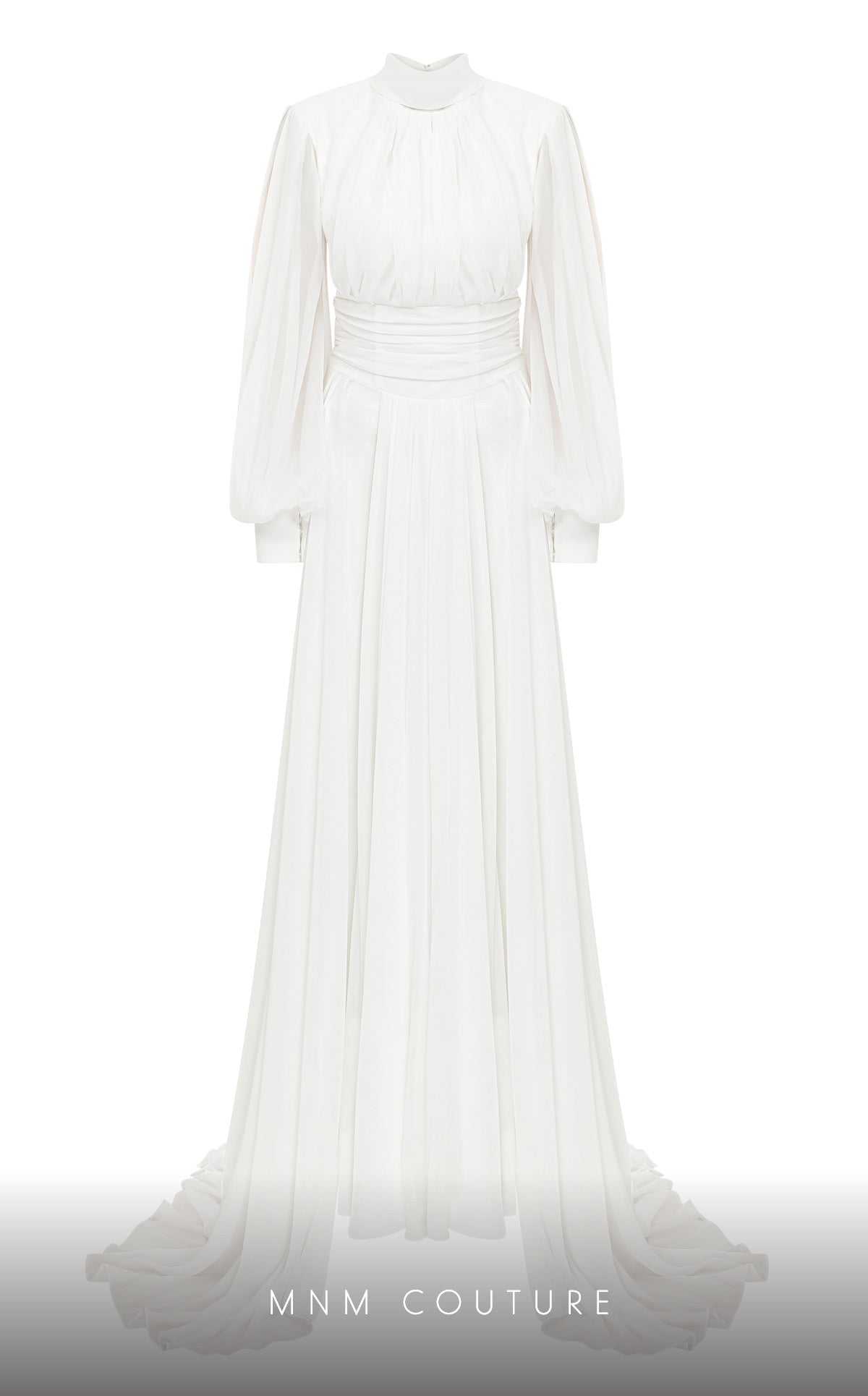 Crew/High-Neck Floor-Length Chiffon Evening A-Line MNM Couture 2706A