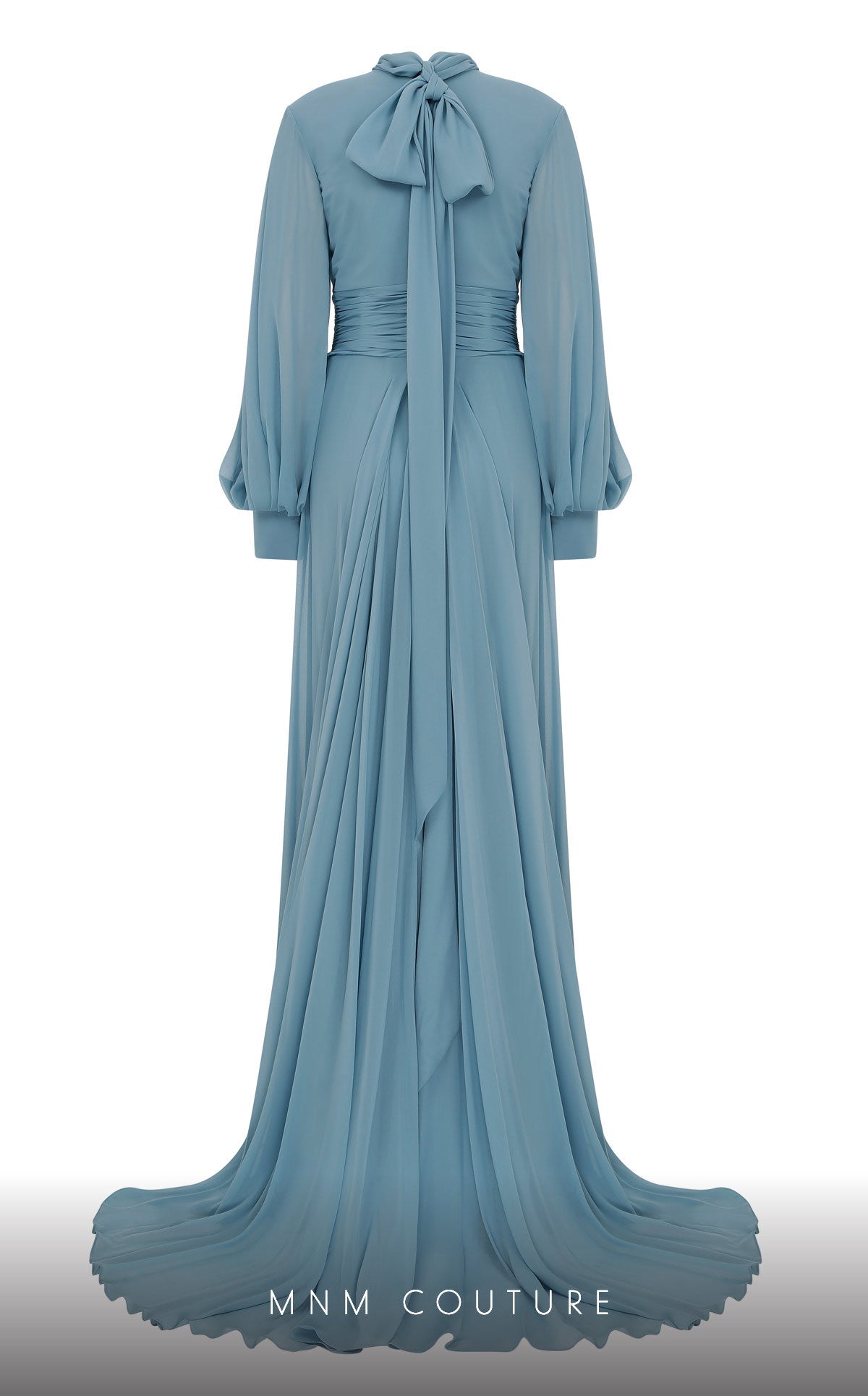 Crew/High-Neck Floor-Length Chiffon Evening A-Line MNM Couture 2706A