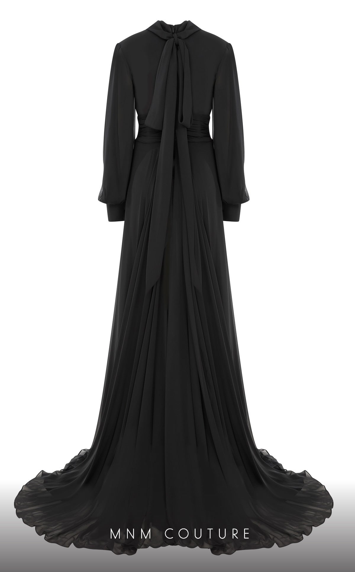 Crew/High-Neck Floor-Length Chiffon Evening A-Line MNM Couture 2706A