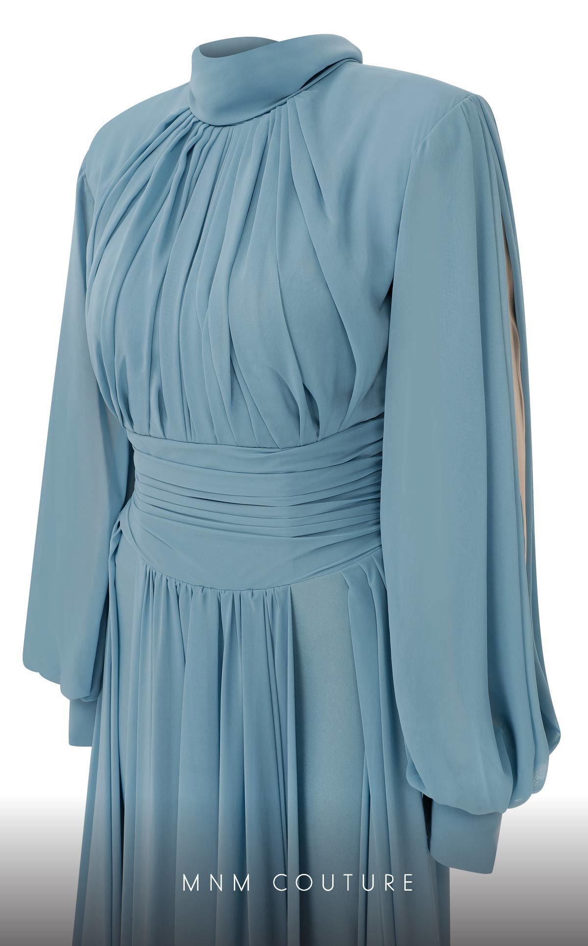 Crew/High-Neck Floor-Length Chiffon Evening A-Line MNM Couture 2706A