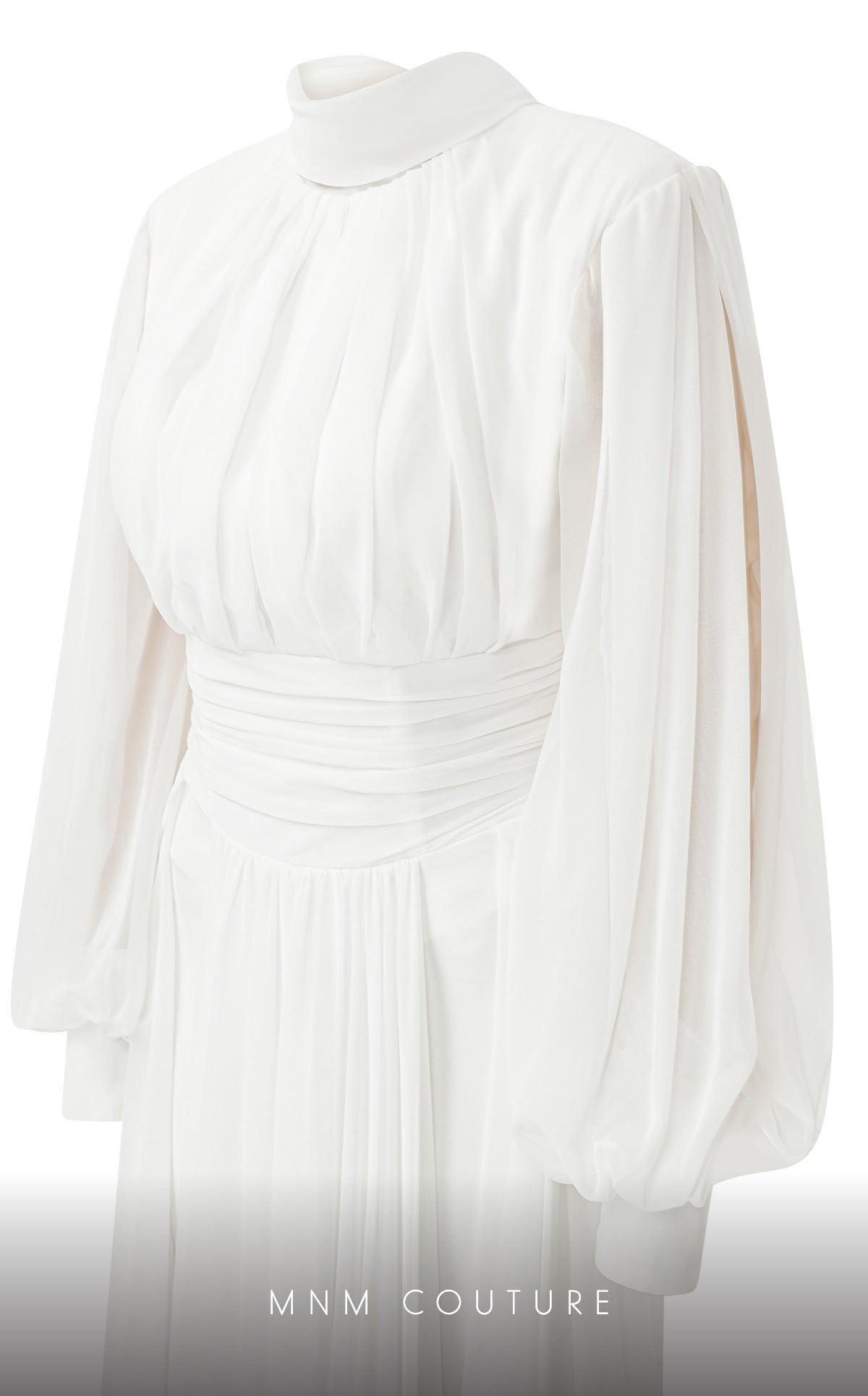 Crew/High-Neck Floor-Length Chiffon Evening A-Line MNM Couture 2706A