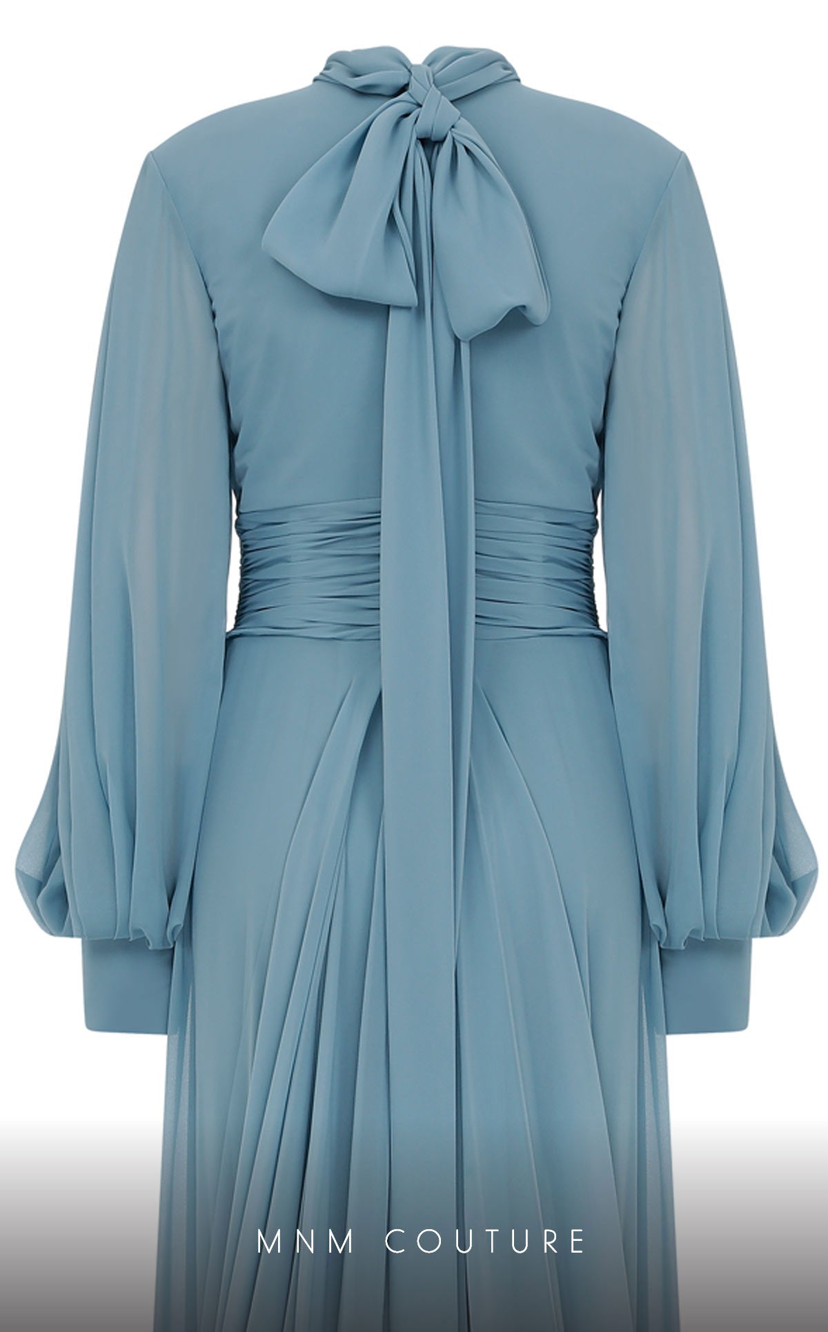 Crew/High-Neck Floor-Length Chiffon Evening A-Line MNM Couture 2706A