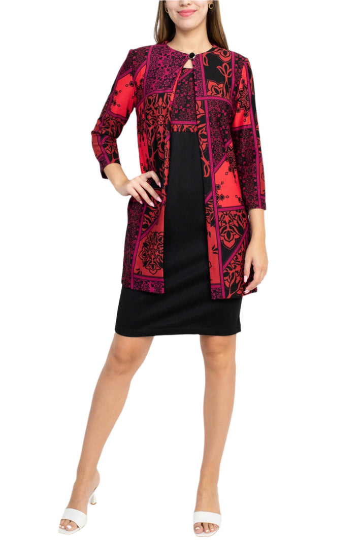 Danny & Nicole 27122M Short Cocktail Multi Print Jacket Dress