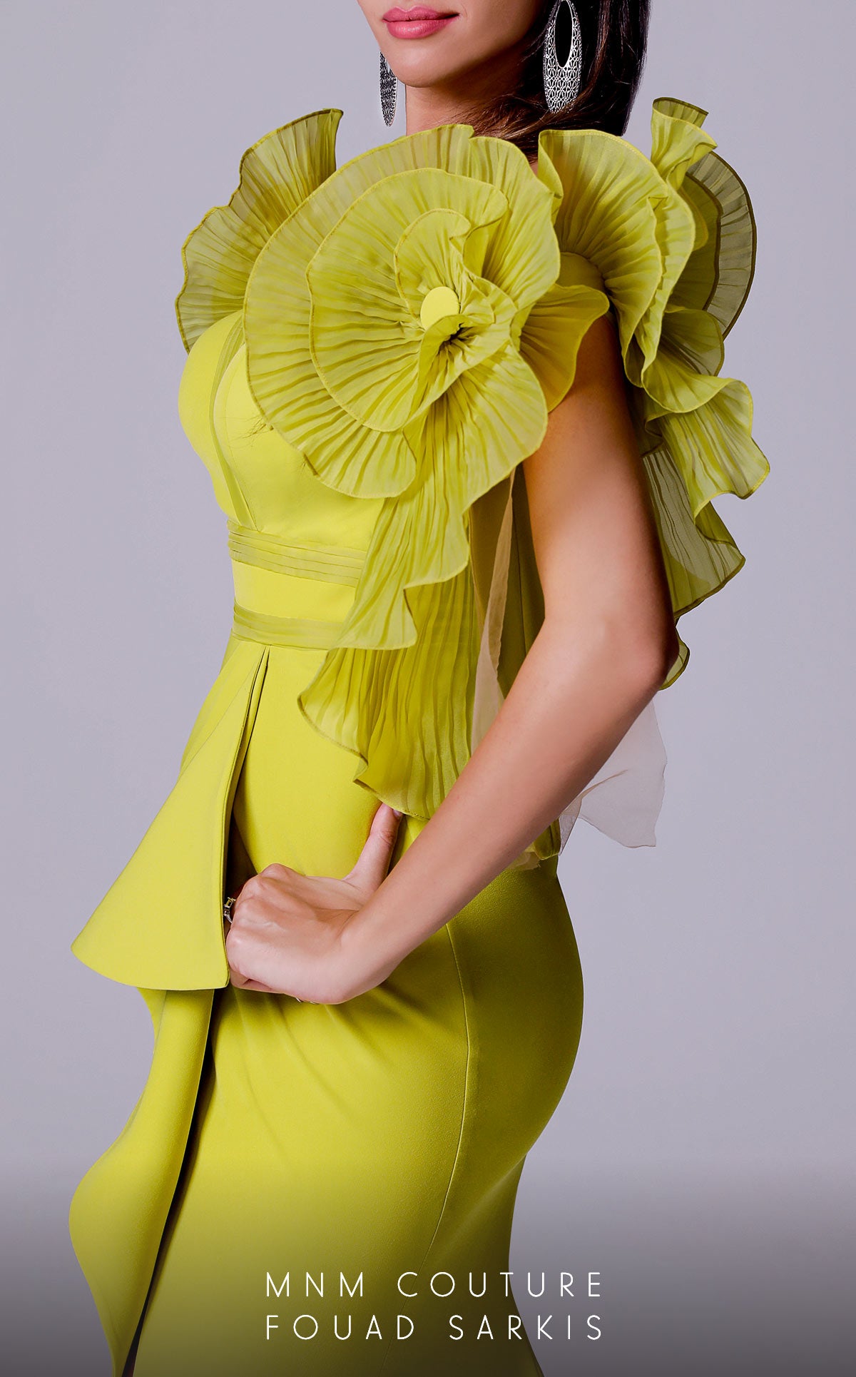 V-Neck Floor-Length Chiffon Evening Sheath MNM Couture 2712